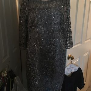 Kay Unger sheath dress with lace/sequin overlay